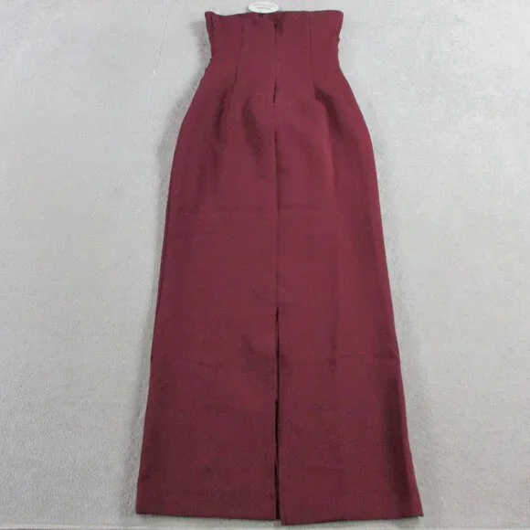 BABYBOO Yulia Maxi Dress Womens Medium Cherry Lacquer Red Split Back Pleat Front - Picture 4 of 8